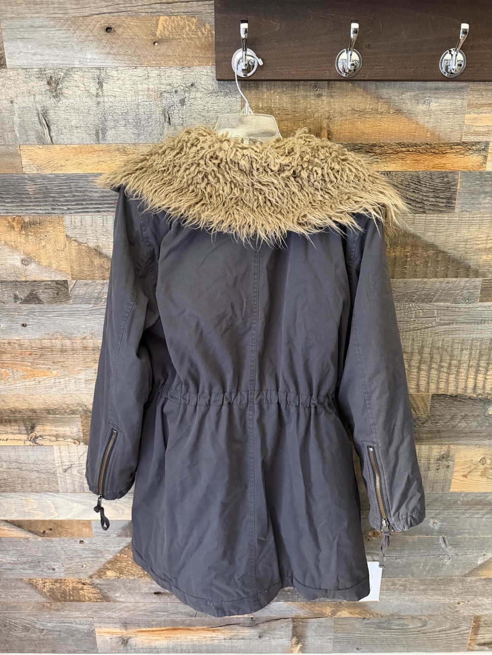 Free People Gray Oversized Parka With Faux Fur Extreme Moto Coat, S - Picture 4 of 7